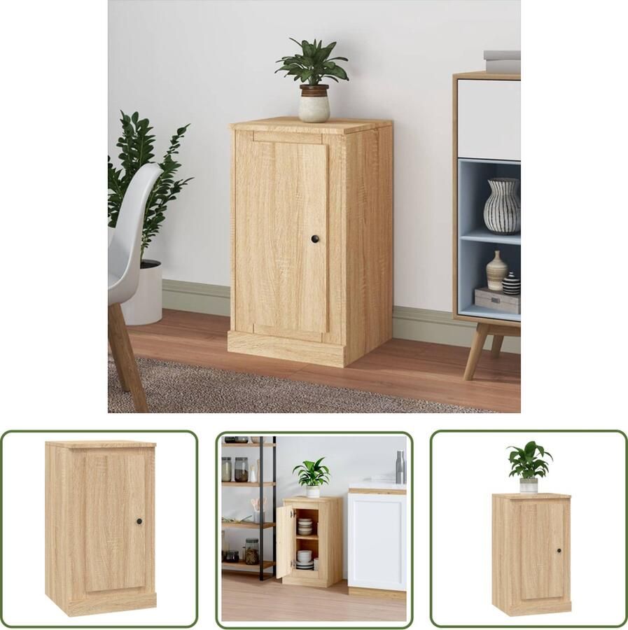 The Living Store Dressoir 37 5x35 5x67 5 cm bewerkt hout sonoma eikenkleurig Dressoir Klassiek Meubel Houten Dressoir Salontafel Tv Tafel