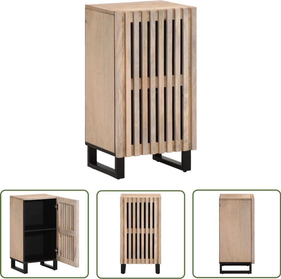 The Living Store Dressoir 40x34x75 cm massief mangohout Dressoir Industrieel Design Mangohout Houten Dressoir Vintage Dressoir