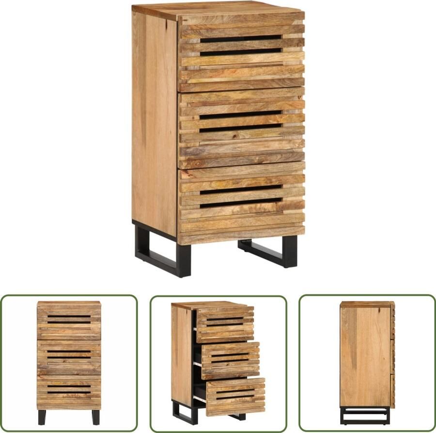 The Living Store Dressoir 40x34x75 cm massief ruw mangohout Dressoir Industrieel Mangohout Houten Dressoir Vintage Dressoir