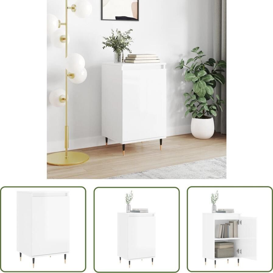 The Living Store Dressoir 40x35x70 cm bewerkt hout hoogglans wit Dressoir Meubel Houten Dressoir Modern Dressoir Vintage Dressoir