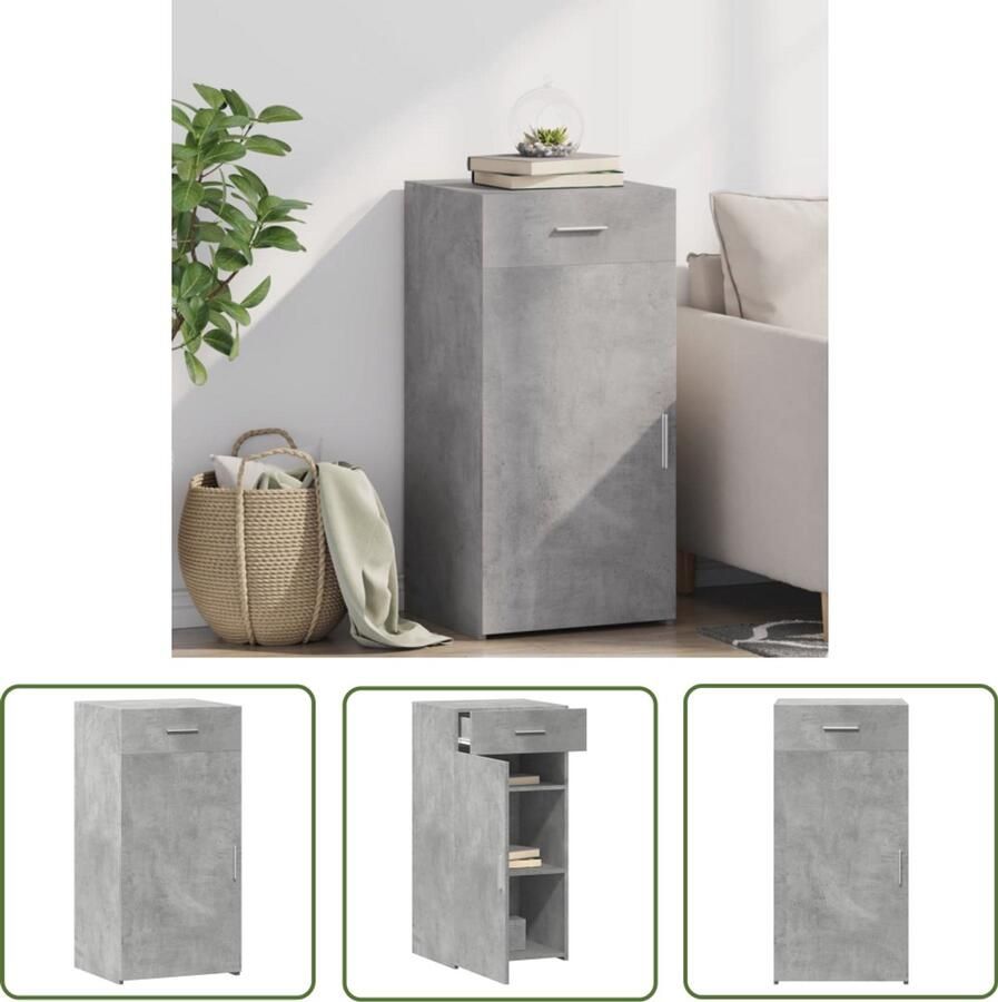 The Living Store Dressoir 45x42 5x93 cm bewerkt hout betongrijs Dressoir Houten Dressoir Betonnen Dressoir Grijze Dressoir Salontafel - Foto 2