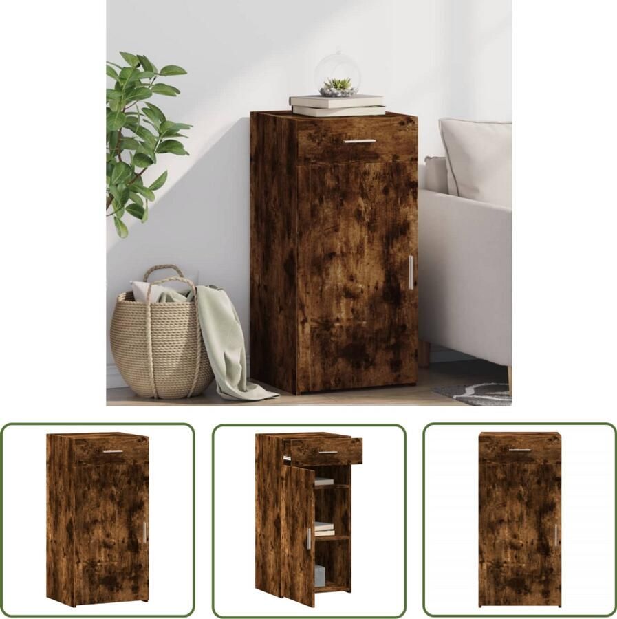 The Living Store Dressoir 45x42 5x93 cm bewerkt hout gerookt eikenkleurig Dressoir Houten Dressoir Vintage Dressoir Landelijk Dressoir Badkamermeubilair - Foto 3