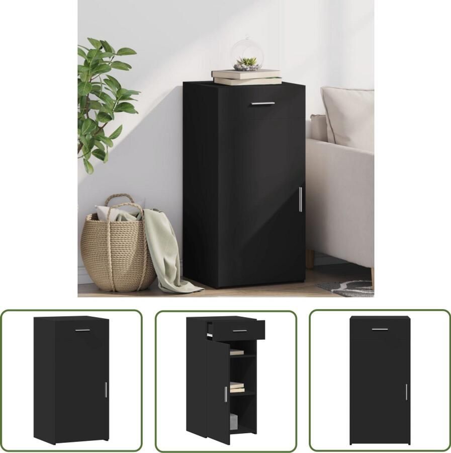 The Living Store Dressoir 45x42 5x93 cm bewerkt hout zwart Dressoir Zwarte Dressoir Houten Dressoir Vintage Dressoir Wandmontage Dressoir