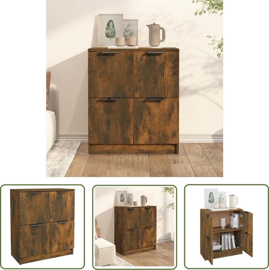 The Living Store Dressoir 60x30x70 cm bewerkt hout gerookt eikenkleurig Dressoir Bijzettafel Houten Dressoir Vintage Dressoir Modern Dressoir