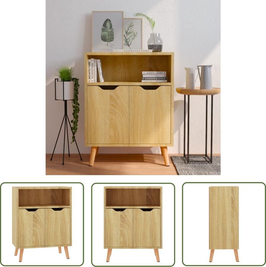 The Living Store Dressoir 60x30x72 cm bewerkt hout sonoma eikenkleurig Dressoir Salontafel Tv Tafel Houten Kast Opbergkast