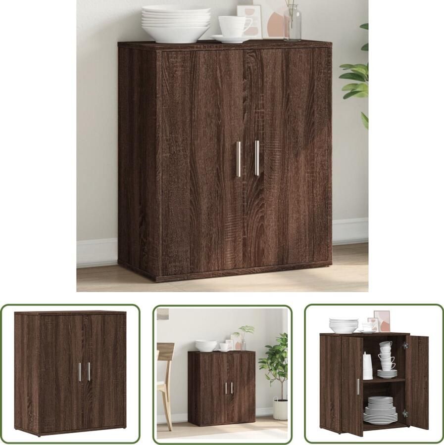 The Living Store Dressoir 60x31x70 cm bewerkt hout bruin eikenkleurig TV-meubel Dressoir Houten Meubels Opbergkast Salontafel