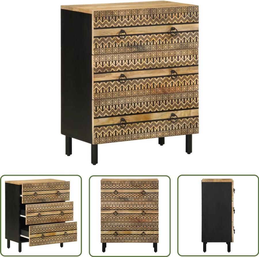 The Living Store Dressoir 60x33 5x75 cm massief ruw mangohout Dressoir Commode Mangohout Industrieel Vintage