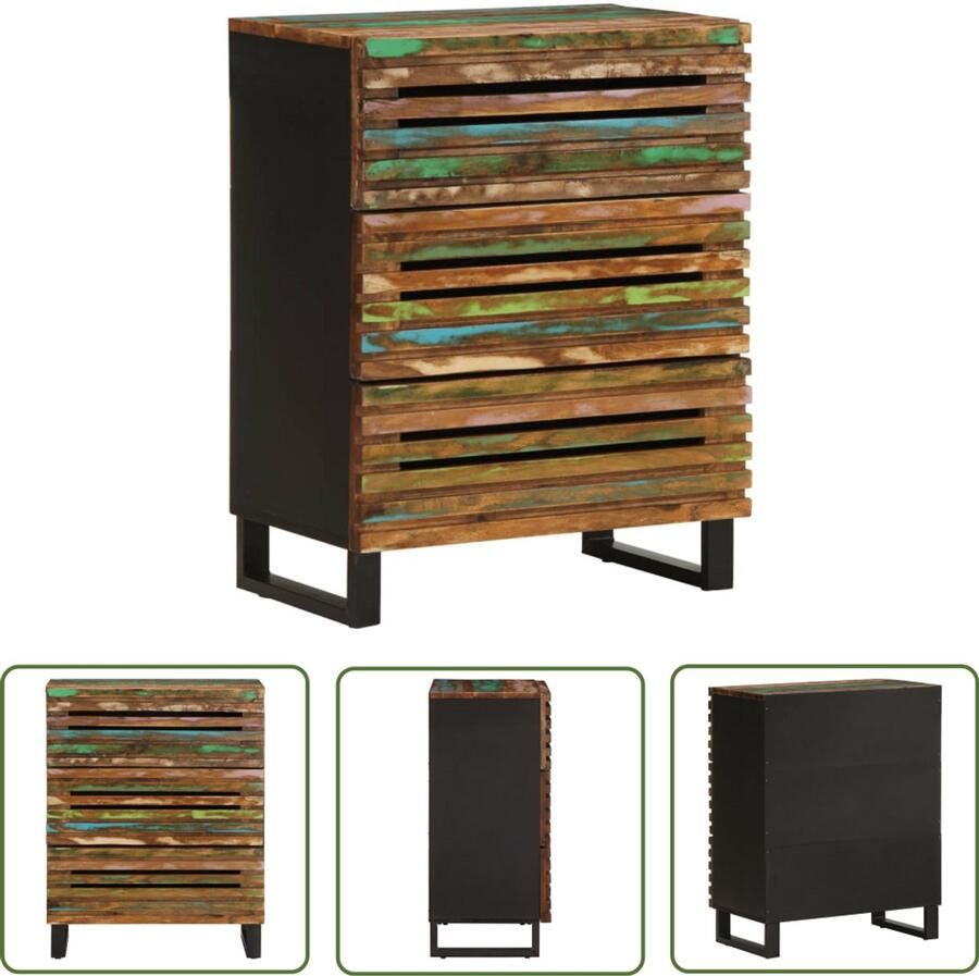 The Living Store Dressoir 60x34x75 cm massief acaciahout Dressoir Industrieel Design Houten Dressoir Acaciahout Vintage Dressoir