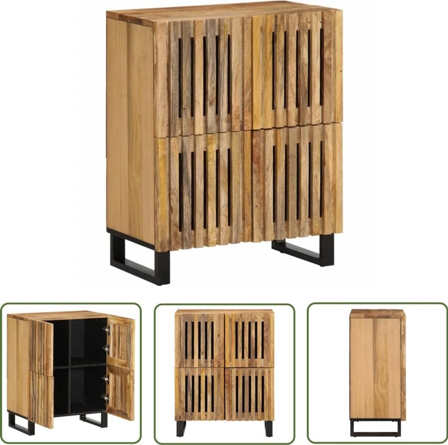 The Living Store Dressoir 60x34x75 cm massief ruw mangohout Dressoir Industrieel Design Mangohouten Dressoir Houten Dressoir Vintage Dressoir