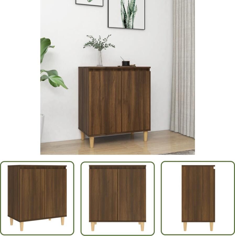 The Living Store Dressoir 60x35x70 cm bewerkt hout bruin eikenkleur Dressoir Bruineiken Houten Dressoir Opbergmeubilair Salontafel