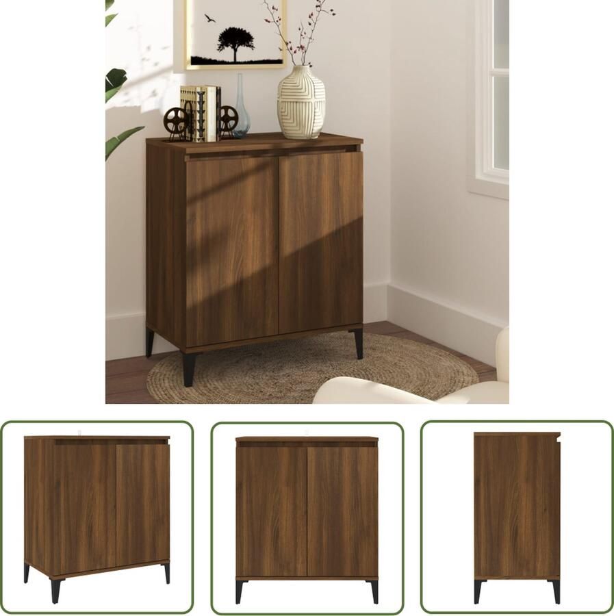 The Living Store Dressoir 60x35x70 cm bewerkt hout bruin eikenkleur Dressoir Vintage Dressoirs Kast Houten Dressoir Bruine Eiken Kleur