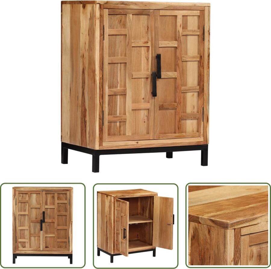 The Living Store Dressoir 60x35x76 cm massief acaciahout bruin Dressoir Meubels Salontafel Tv-stand Opbergkast