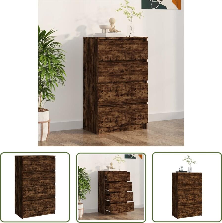 The Living Store Dressoir 60x35x98 5 cm bewerkt hout gerookt eikenkleurig Dressoir Kast Houten Dressoir Gerookte Eiken Kleur Opbergkast