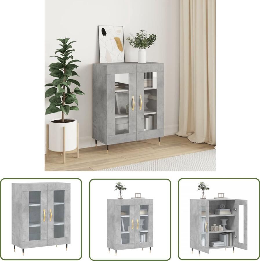 The Living Store Dressoir 69 5x34x90 cm bewerkt hout betongrijs Dressoir Meubels Vintage Modern Beton Grijs