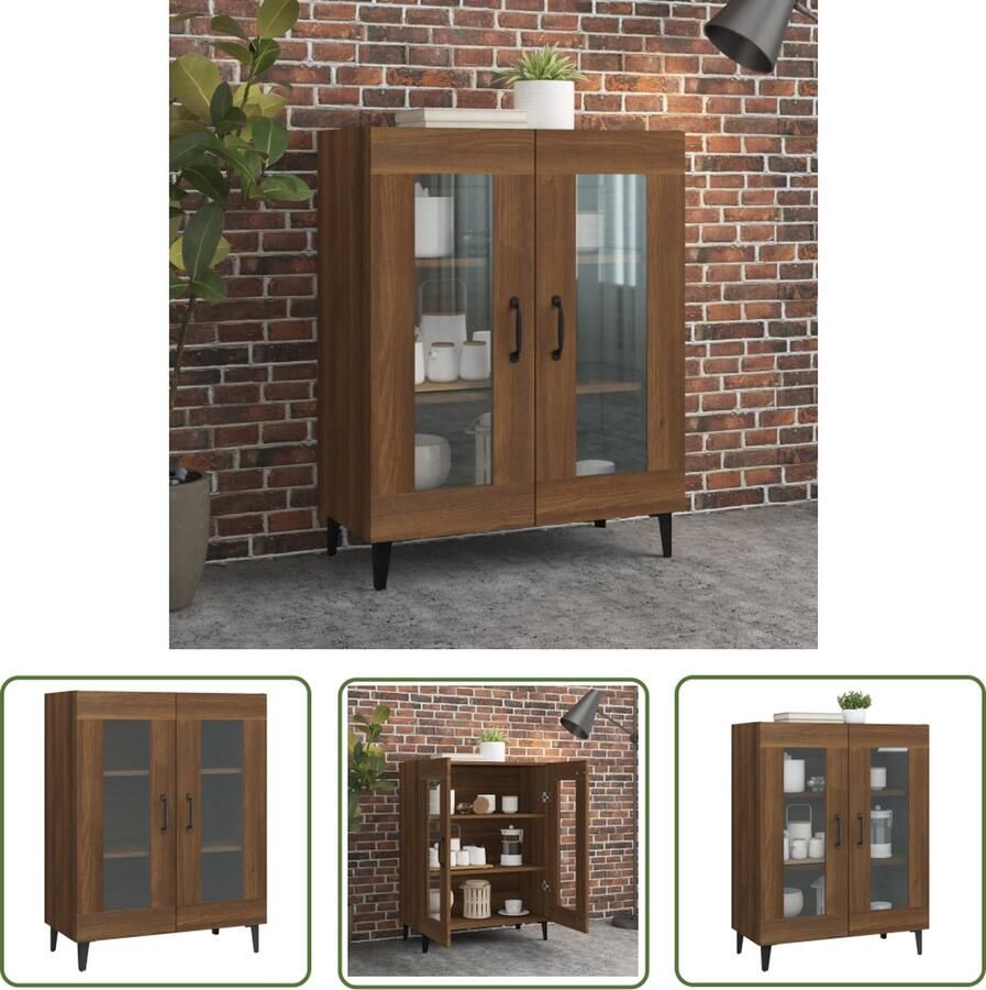 The Living Store Dressoir 69 5x34x90 cm bewerkt hout bruin eikenkleur Dressoir Bijzettafel Houten Dressoir Vintage Dressoir Bruine Eiken Dressoir