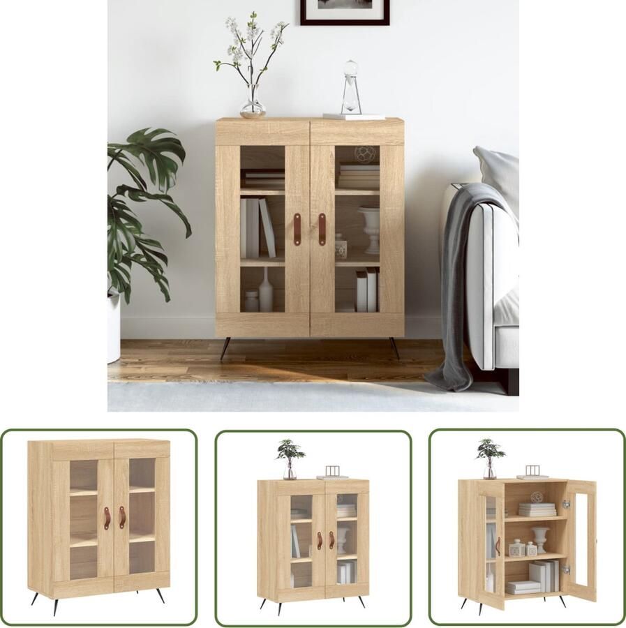 The Living Store Dressoir 69 5x34x90 cm bewerkt hout sonoma eikenkleurig Dressoir Salontafel Houten Dressoir Vintage Dressoir Landelijke Dressoir