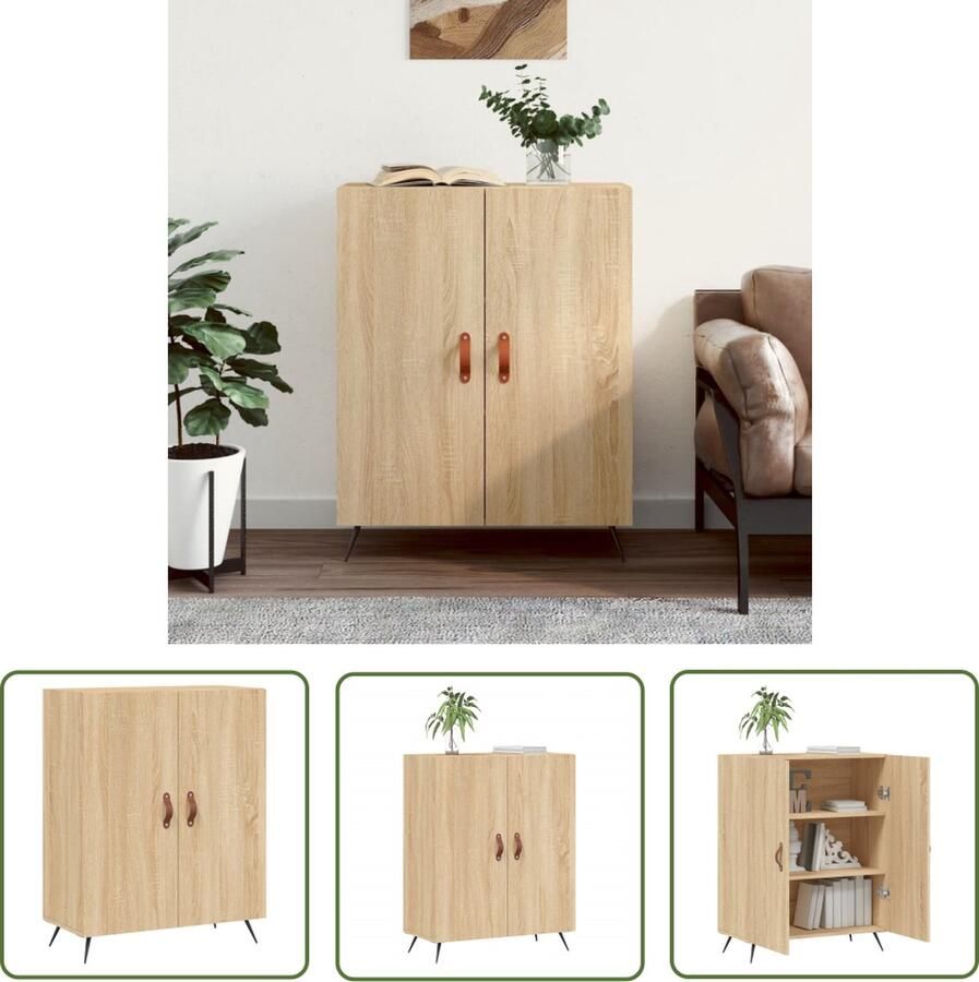The Living Store Dressoir 69 5x34x90 cm bewerkt hout sonoma eikenkleurig Dressoir Salontafel Houten Dressoir Vintage Dressoir Landelijk Dressoir - Foto 2