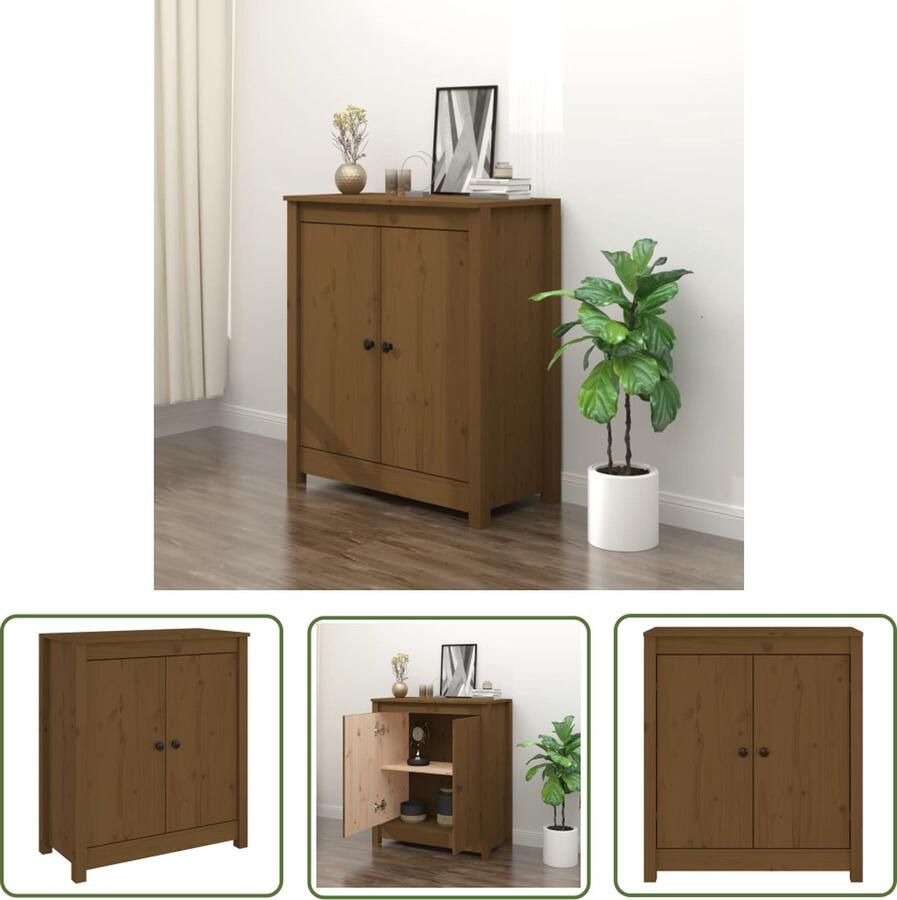 The Living Store Dressoir 70x35x80 cm massief grenenhout honingbruin Dressoir Massief Hout Grenenhout Honigbruin Vintage