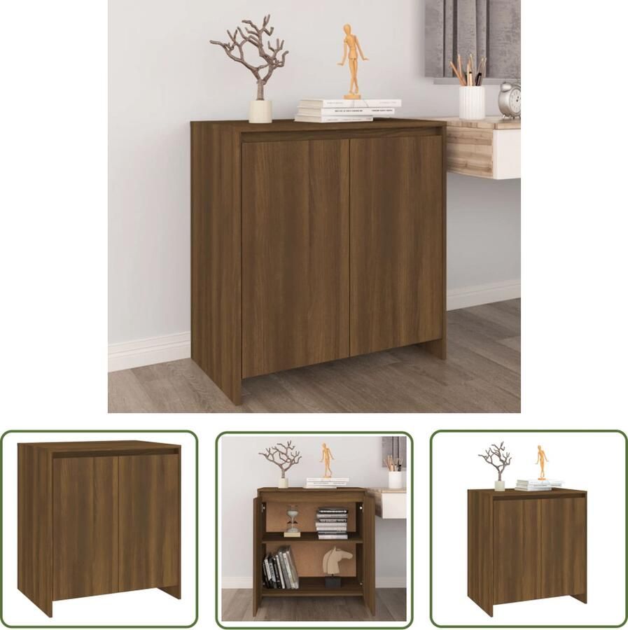 The Living Store Dressoir 70x41x75 cm bewerkt hout bruin eikenkleur Dressoir Bijzettafel Houten Dressoir Bruine Meubels Opbergkast