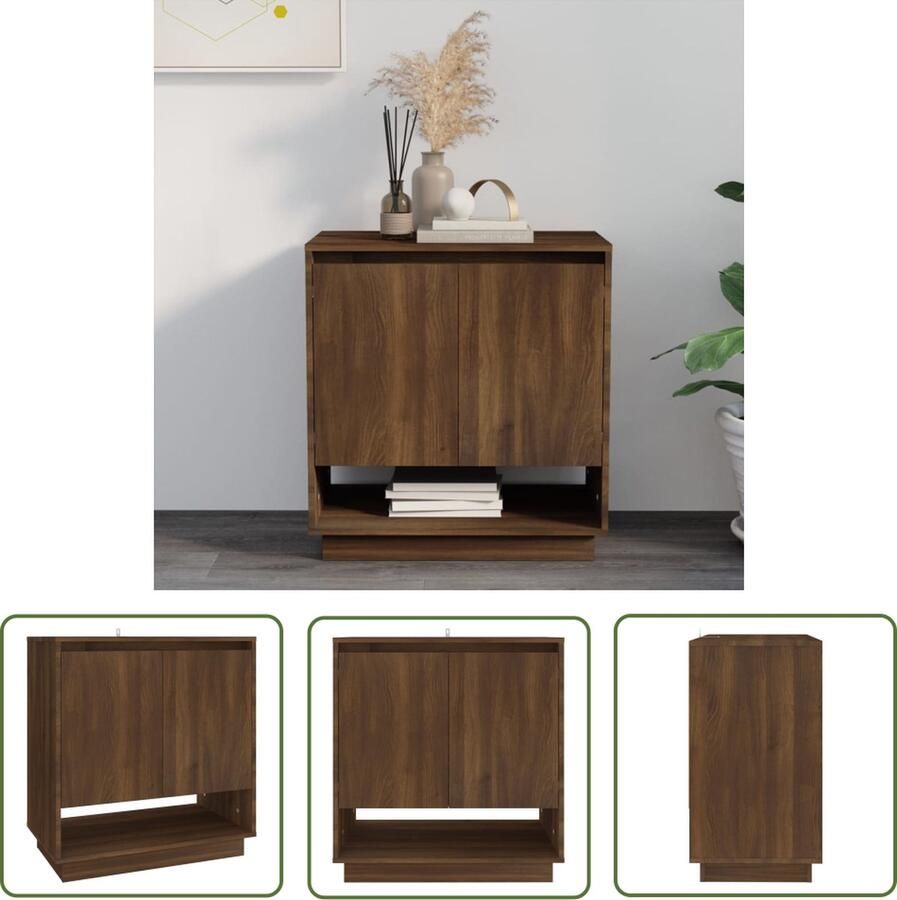 The Living Store Dressoir 70x41x75 cm bewerkt hout bruin eikenkleur Dressoir Bijzettafel Meubilair Salontafel Houten Dressoir