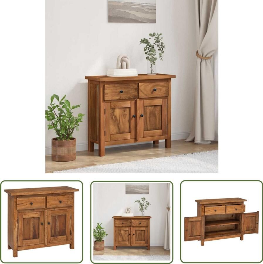 The Living Store Dressoir 75x30x65 cm massief mahoniehout Dressoir Vintage Meubels Landelijke Stijl Houten Dressoir Retro Furniture