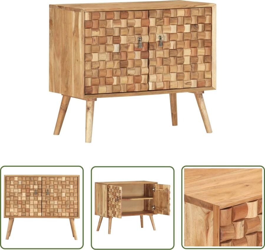 The Living Store Dressoir 75x35x65 cm massief acaciahout Dressoir Kast Houten Dressoir Salontafel Tv Tafel