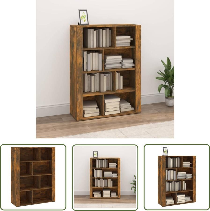 The Living Store Dressoir 80x30x106 cm bewerkt hout gerookt eikenkleurig Dressoir Kast Bijzettafel Houten Dressoir Landelijke Dressoir