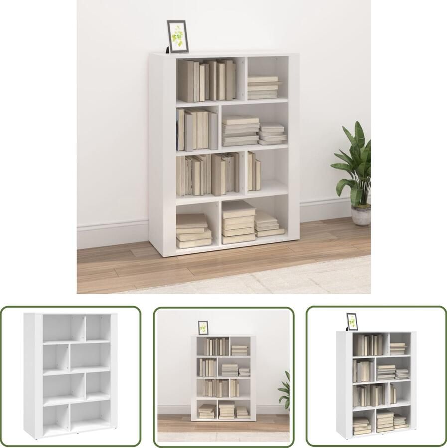 The Living Store Dressoir 80x30x106 cm bewerkt hout wit Bijzetkast Kast Houten Kast Dressoir Wit Dressoir