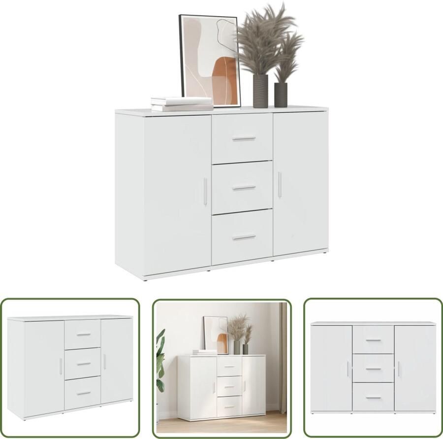 The Living Store Dressoir 90 5x29 5x65 cm bewerkt hout hoogglans wit Dressoir Compact Dressoir Modern Dressoir Hoogglans Wit Houten Dressoir