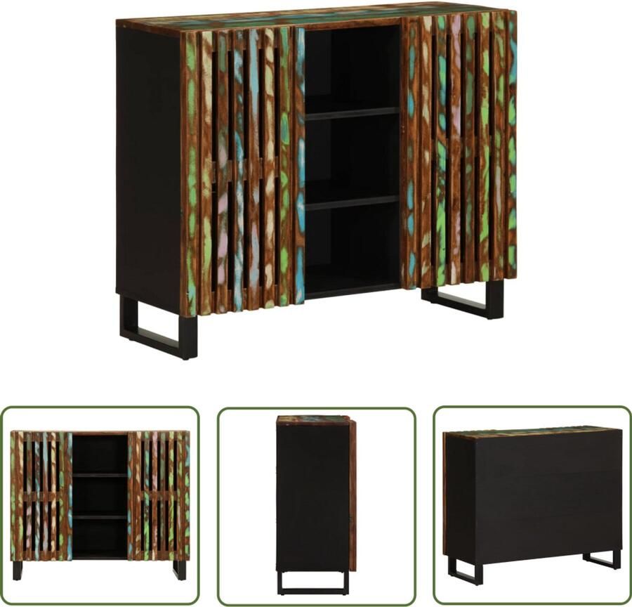 The Living Store Dressoir 90x34x75 cm massief acaciahout Dressoir Industrieel Design Houten Dressoir Acacia Hout Vintage Dressoir