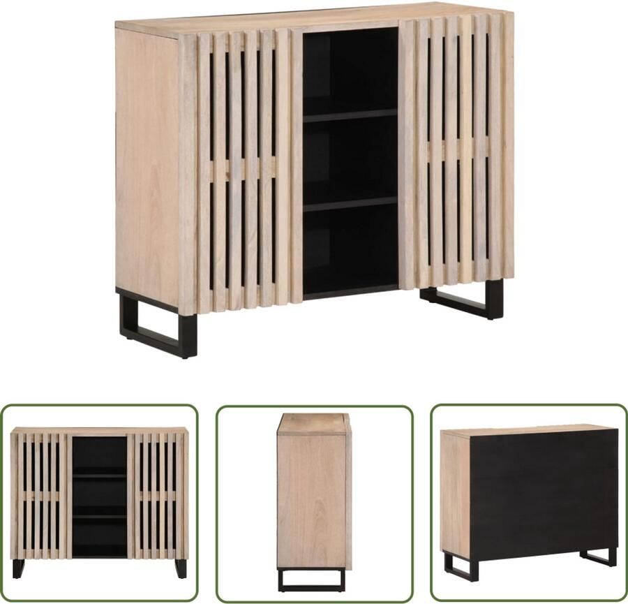 The Living Store Dressoir 90x34x75 cm massief mangohout Dressoir Mangohout Industriële Stijl Opbergkast Salontafel