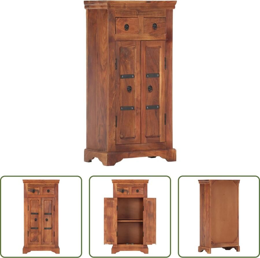 The Living Store Dressoir 50x30x100 cm massief acaciahout Dressoir Acacia Houtsoort Vintage Stijl Landelijk Design Opbergmeubel