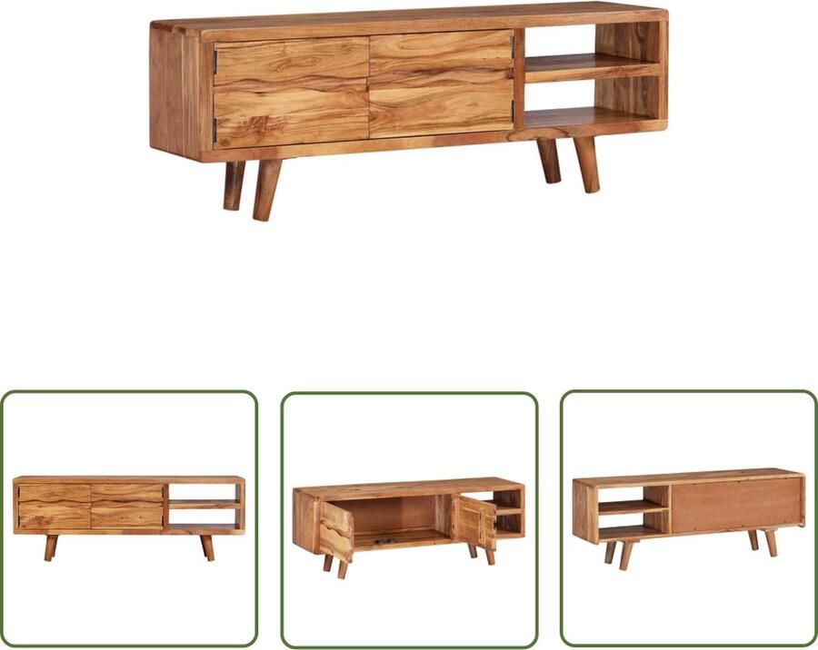 The Living Store Houten tv-meubel Rustieke charme Massief acaciahout 117 x 30 x 40 cm Handgemaakt - Foto 2