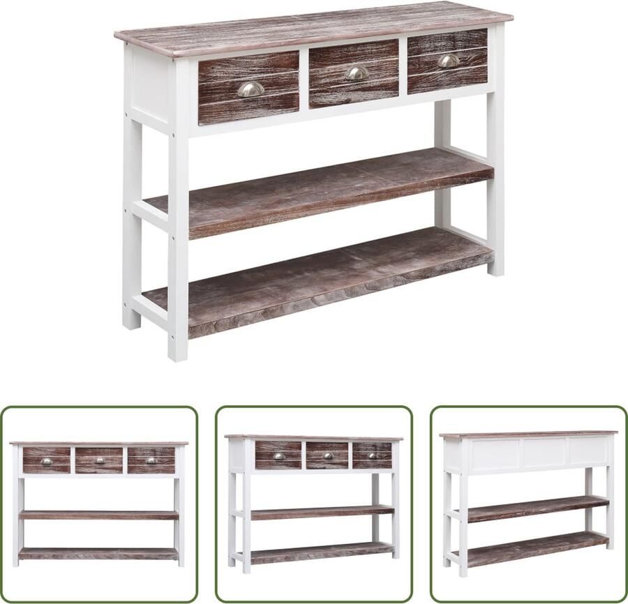 The Living Store Dressoir 108x30x76 cm massief paulowniahout antiekbruin Dressoir Vintage Kast Hout Antiek Bruin Salon Tafel