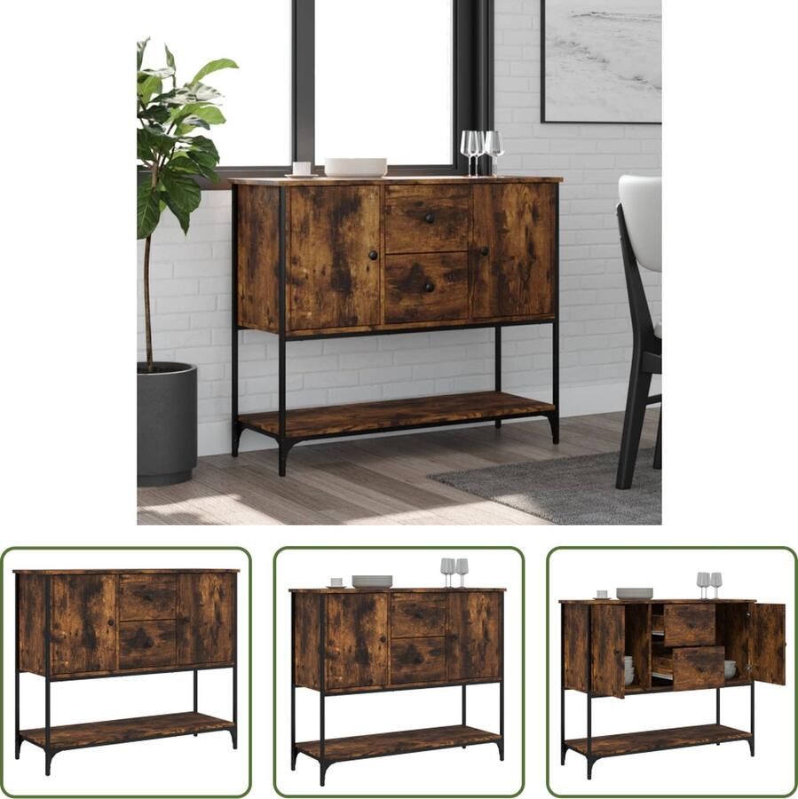 VidaXL Dressoir 100x36x85 cm bewerkt hout gerookt eikenkleurig Dressoir Houten Dressoir Bruine Dressoir Vintage Dressoir Landelijk Dressoir