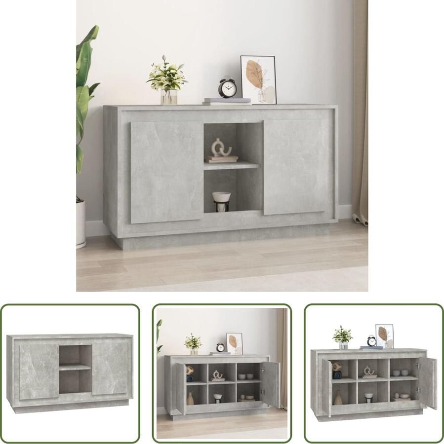 The Living Store Dressoir 102x35x60 cm bewerkt hout betongrijs Dressoir Houten Dressoir Grijze Dressoir Vintage Dressoir Salontafel