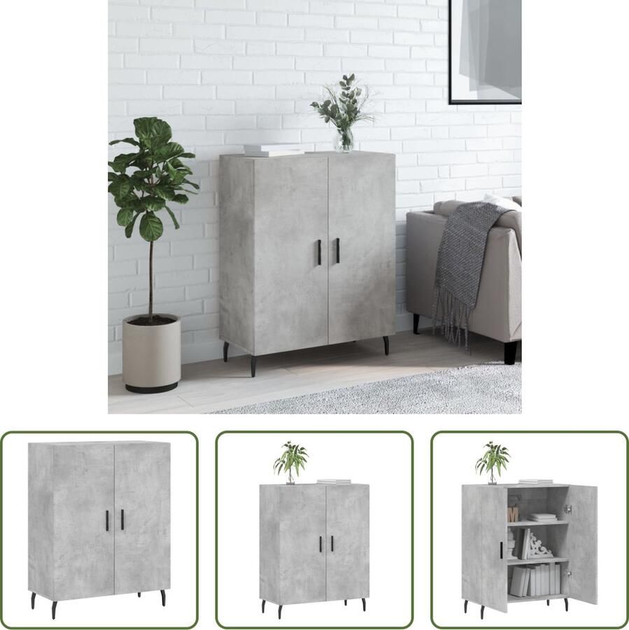 The Living Store Dressoir 69 5x34x90 cm bewerkt hout betongrijs Dressoir Houten Dressoir Grijze Dressoir Vintage Dressoir Modern Dressoir