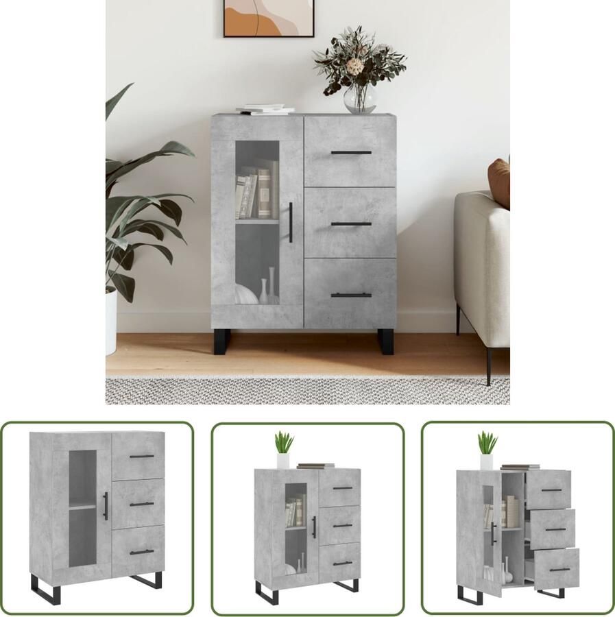 The Living Store Dressoir Betongrijs 69.5 x 34 x 90 cm Hoge kwaliteit Stevig materiaal