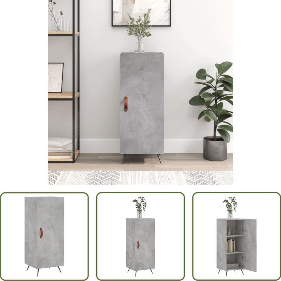 The Living Store Dressoir 34 5x34x90 cm bewerkt hout betongrijs Dressoir Houten Dressoir Beton Grijs Dressoir Opbergkast Meubels - Foto 2