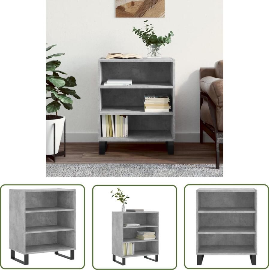 The Living Store Dressoir Betongrijs Hout IJzer 57 x 35 x 70 cm