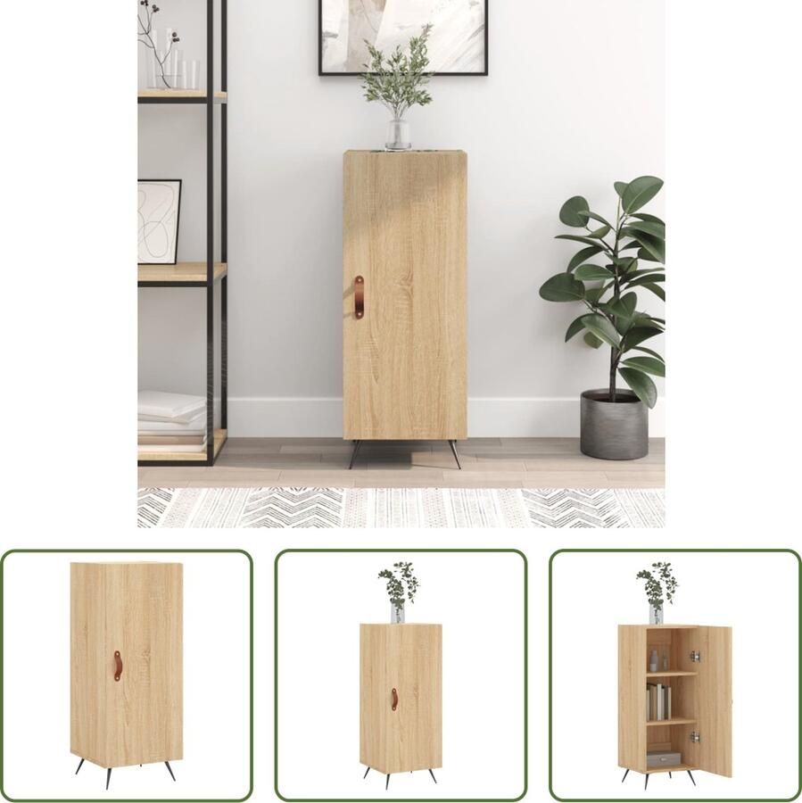 The Living Store Dressoir 34 5x34x90 cm bewerkt hout sonoma eiken Dressoir Bijzetkast Salontafel Houten Dressoir Sonomaneiken