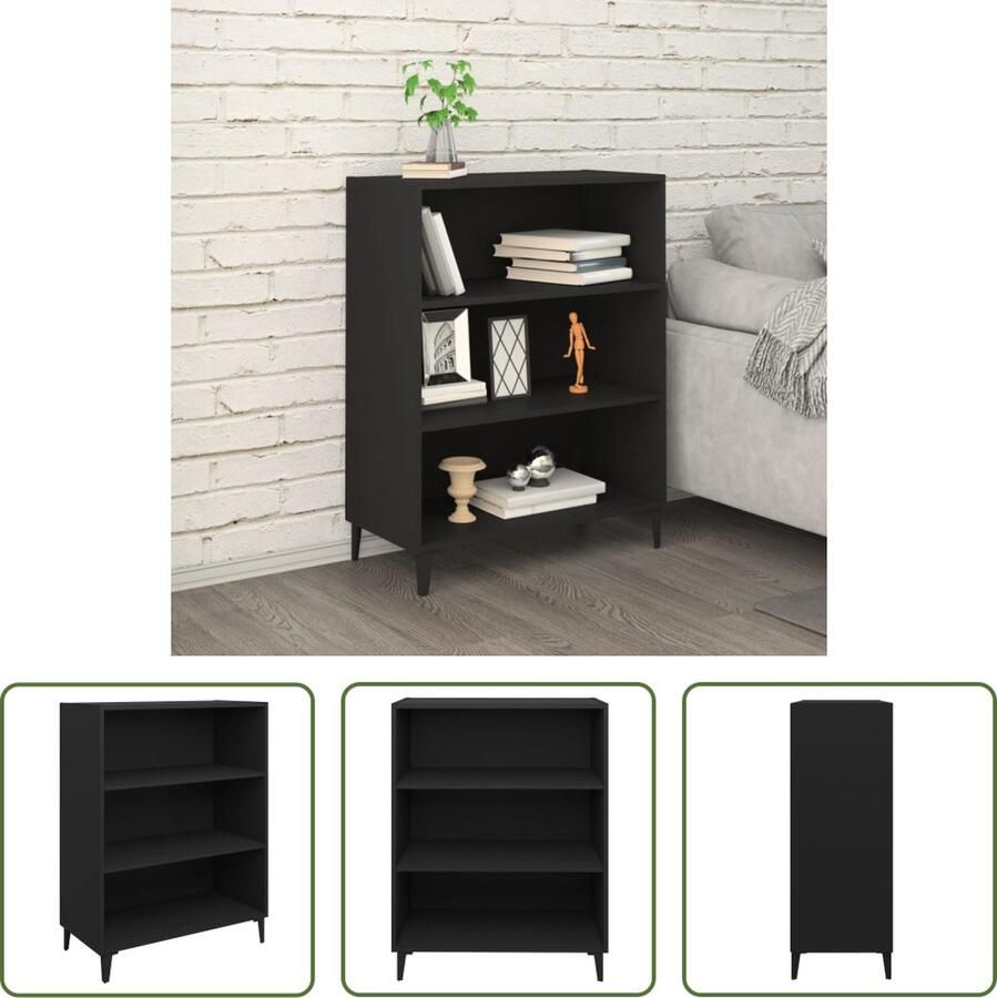 The Living Store Dressoir 69 5x32 5x90 cm bewerkt hout zwart Dressoir Bijzettafel Houten Dressoir Zwarte Dressoir Opslagmeubilair