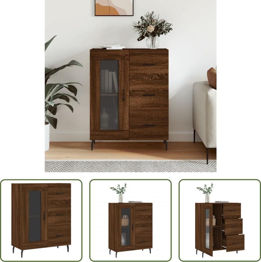 The Living Store Dressoir 69 5x34x90 cm bewerkt hout bruin eikenkleur Dressoir Houten Dressoir Bruine Eiken Dressoir Vintage Dressoir Salontafel