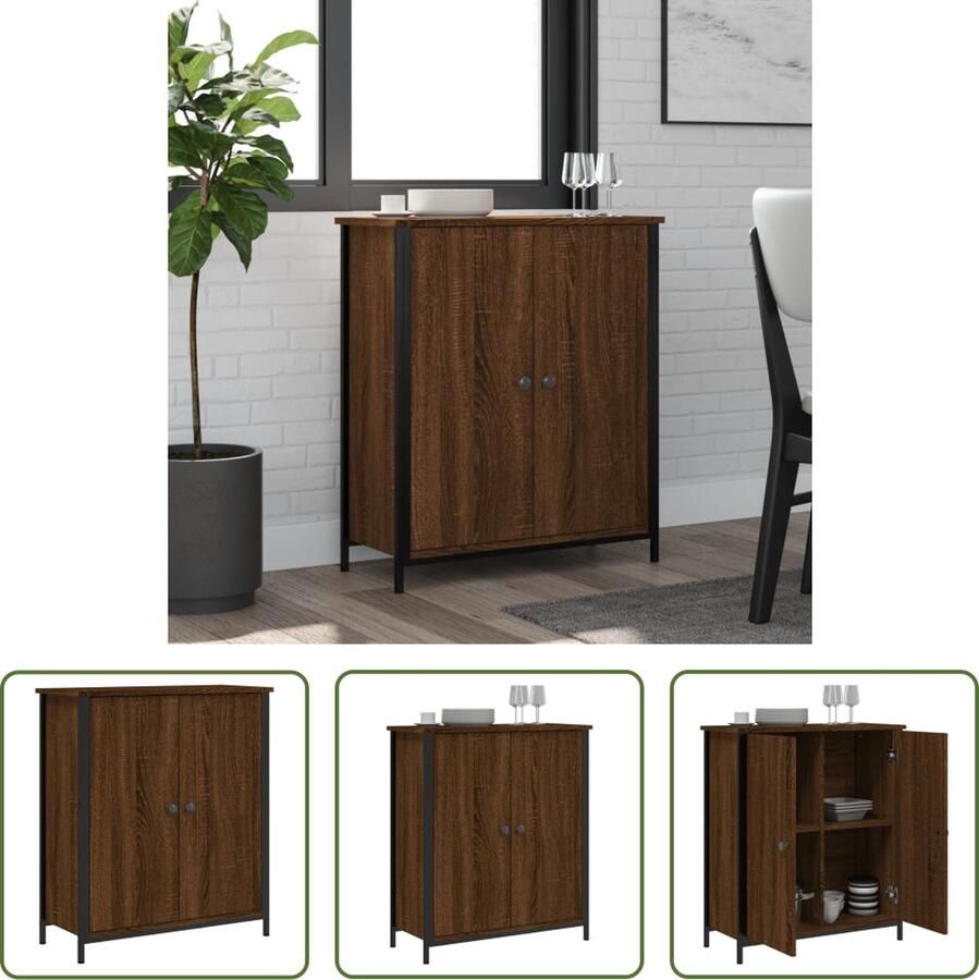 VidaXL Dressoir 70x30x80 cm bewerkt hout bruin eikenkleur Dressoir Kast Bruine Eiken Kleur Houten Dressoir Vintage Dressoir