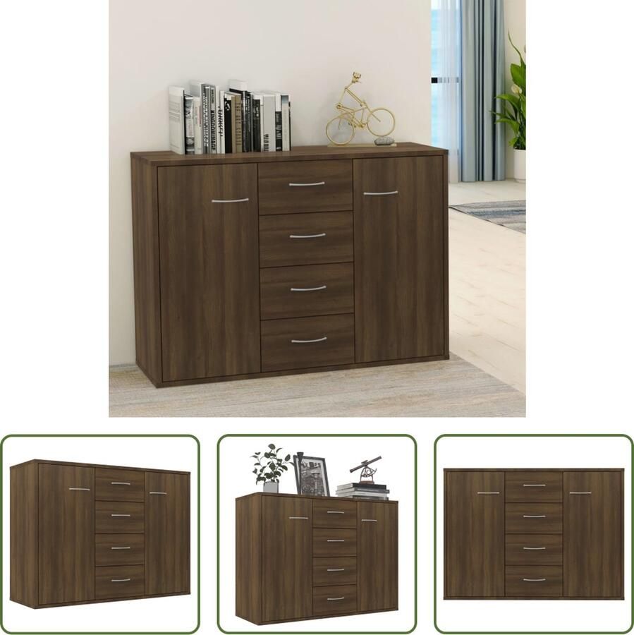 VidaXL Dressoir 88x30x65 cm bewerkt hout bruin eikenkleur Dressoir Houten Dressoir Bruin Dressoir Eiken Kleurtoneel Dressoir Salontafel