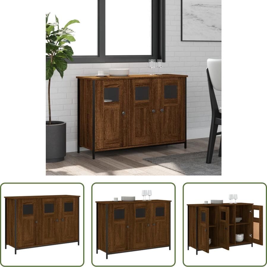 VidaXL Dressoir 100x35x70 cm bewerkt hout bruin eikenkleur Dressoir Houten Dressoir Eiken Kleurtoneel Dressoir Vintage Dressoir Salontafel