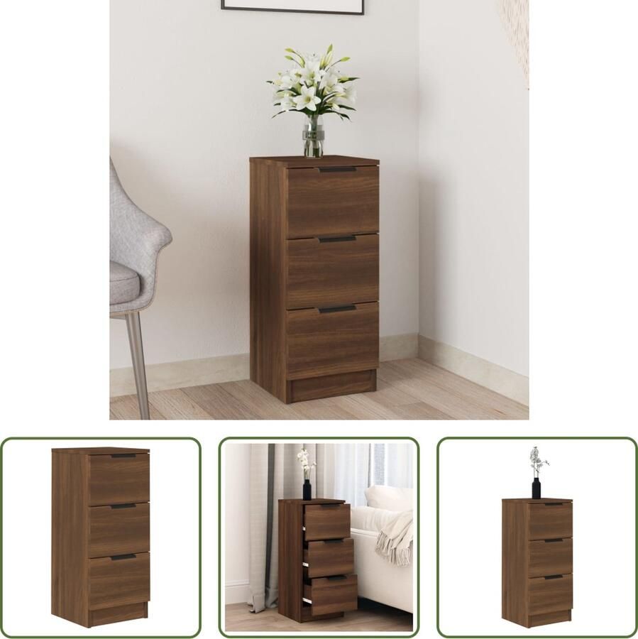 The Living Store Dressoir 30x30x70 cm bewerkt hout bruin eikenkleur Dressoir Bijzetkast Houten Dressoir Multifunctionele Kast Opbergkast