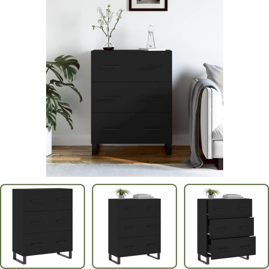 The Living Store Dressoir Buffetkast 69.5 x 34 x 90 cm Zwart