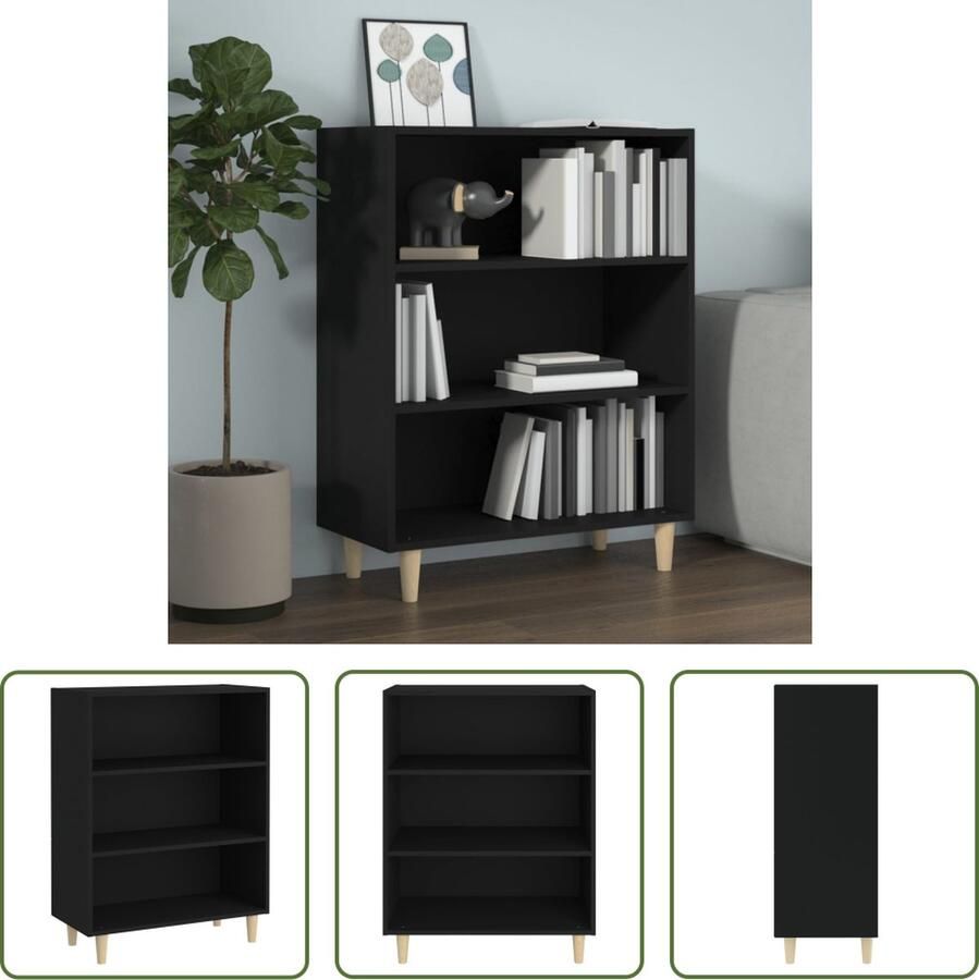 The Living Store Dressoir Classic Bijzetkast 69.5 x 32.5 x 90 cm Zwart