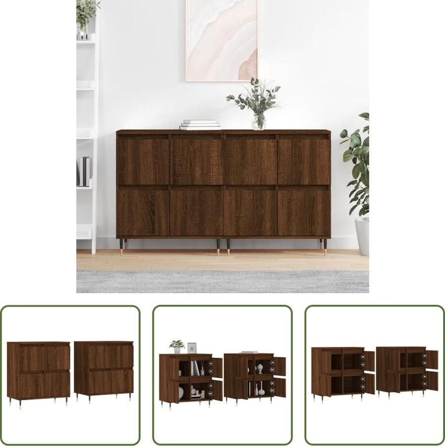 The Living Store Dressoir Classic Bruineiken 120x35x70 cm Duurzaam bewerkt hout